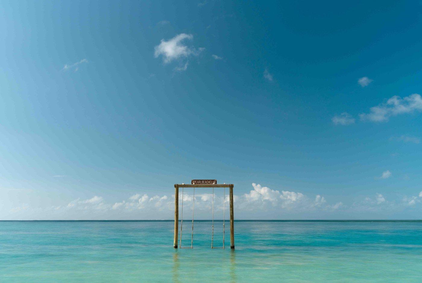Sea swing in the turquoise water at Cabeza de Toro, Punta Cana