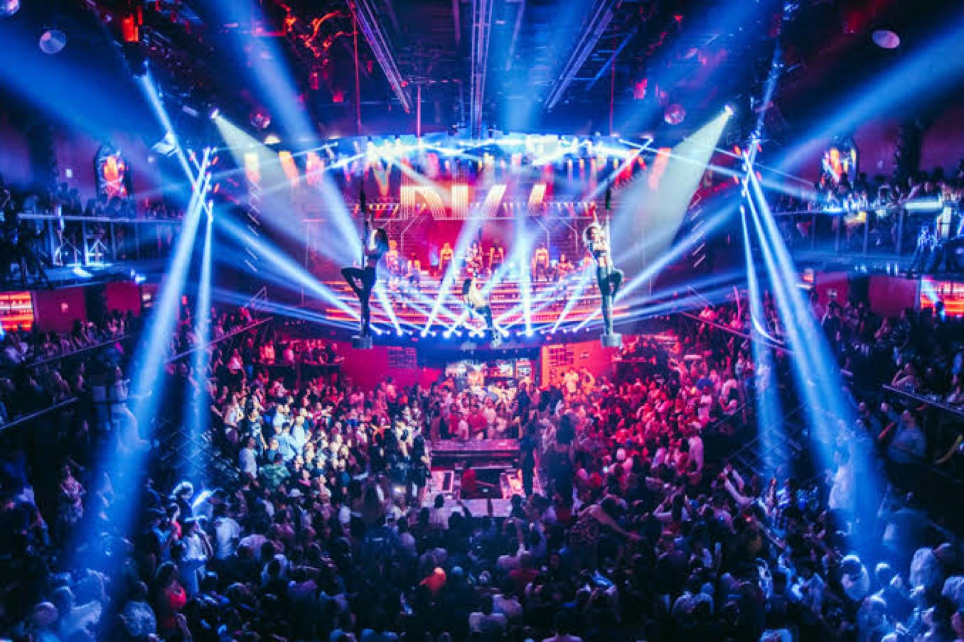 Nightclub party with laser lights and stage show in Punta Cana